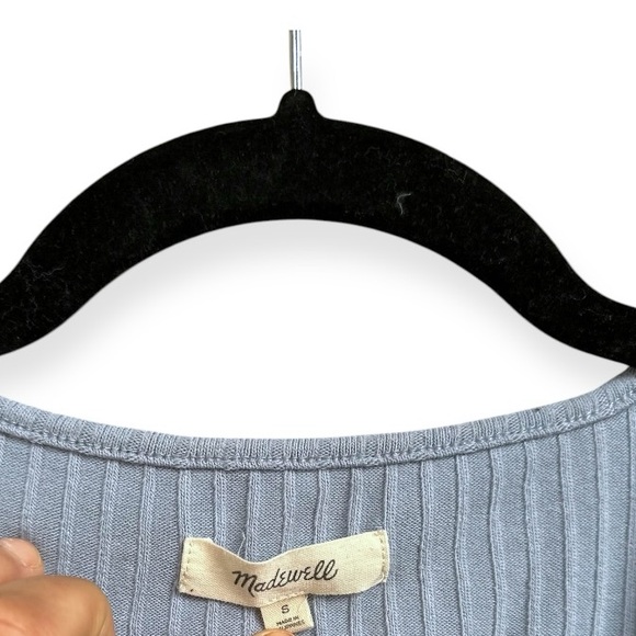 ☀️SALE☀️ Madewell Ribbed Button Front Crop Tank - Terrace Blue Size: Small - Picture 7 of 9